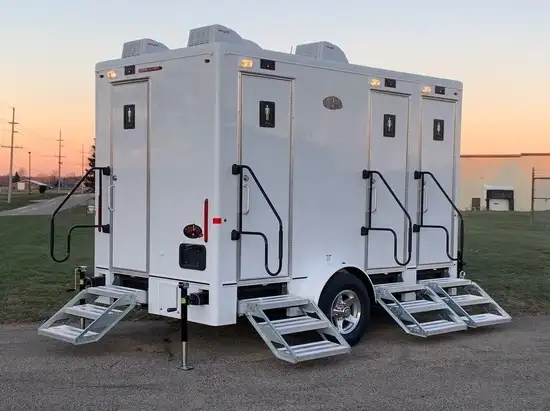 4-Station Private Restroom Trailer exterior — The Throne Company
