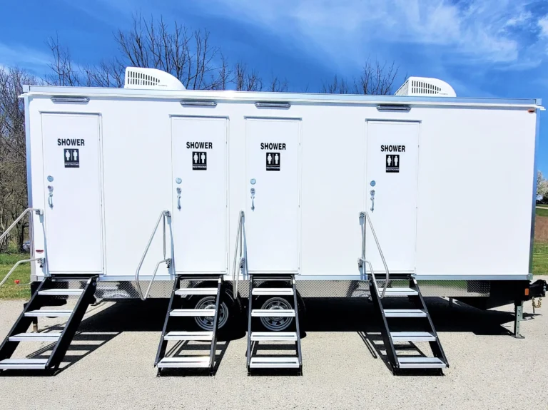 4-Station Shower & Restroom Combo Trailer exterior — The Throne Company